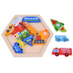 Drevené puzzle farebných Vozidiel Drevené puzzle farebných Vozidiel